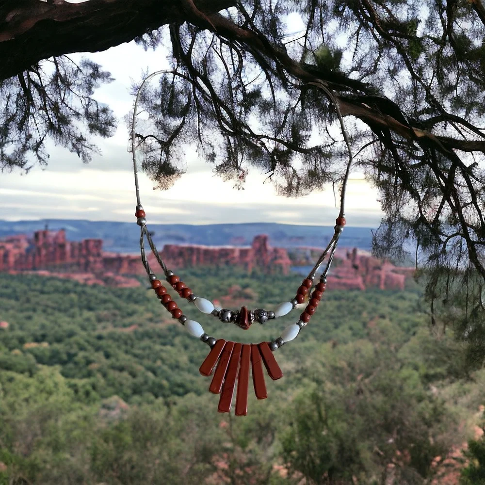 Jasper and silver necklace from Sedona AZ. Vintage